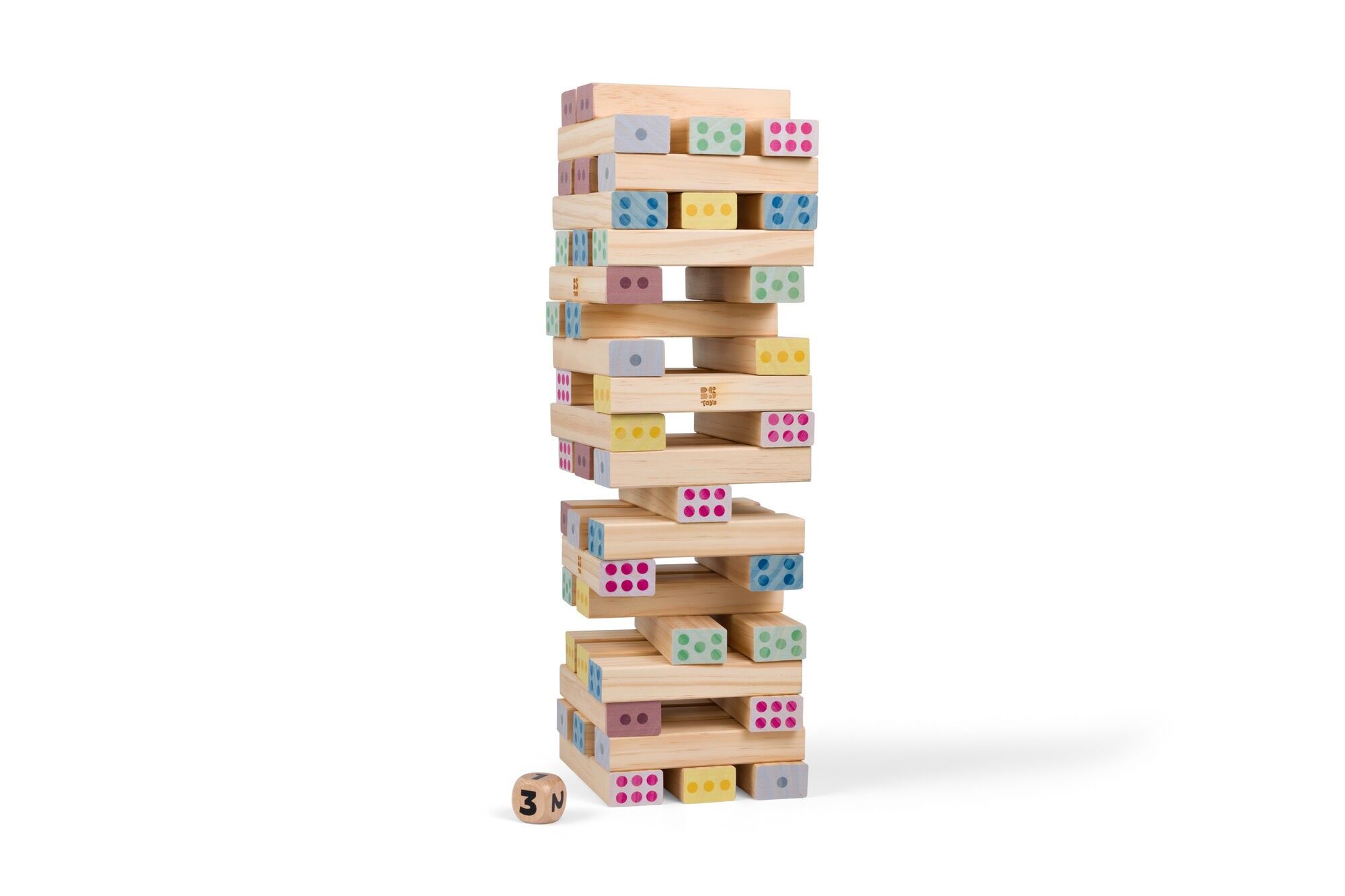 BS Toys – Riesen-Zahlenturm – Stapelspiel aus Holz mit Würfeln (GA520)