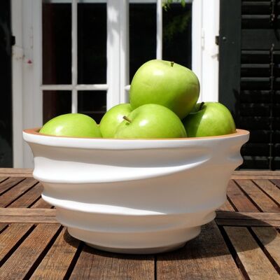 Bol en bois - coupe à fruits - saladier - Modèle Twist - blanc - XL (Øxh) 30cm x 15cm