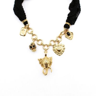 Collana in acciaio con ciondolo a forma di elefante