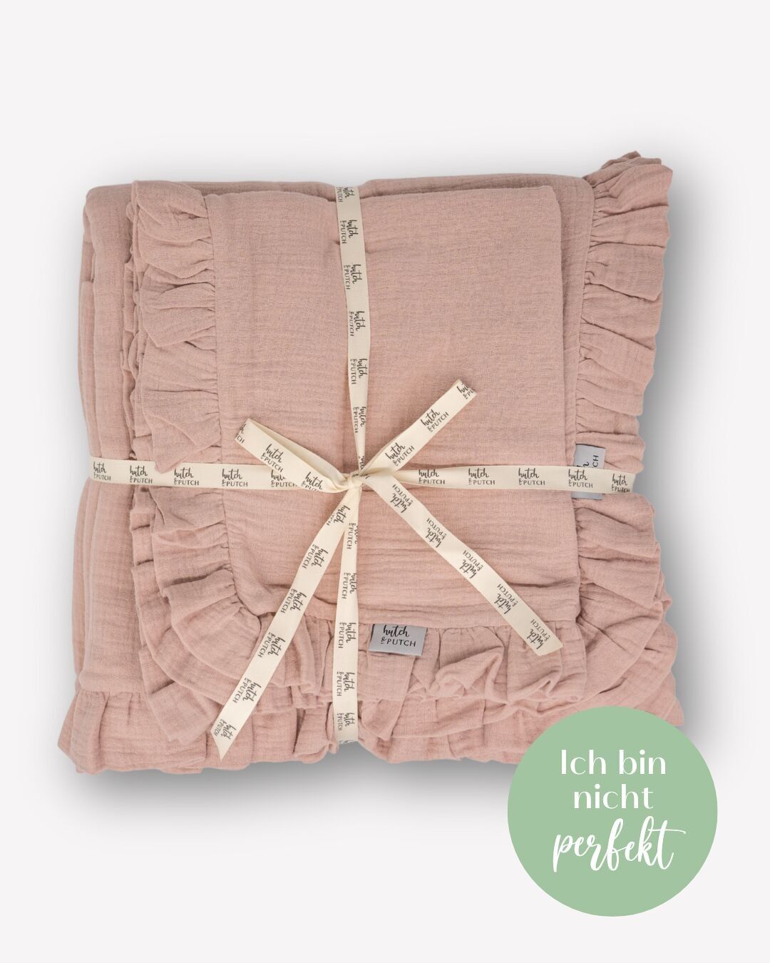 Musselin-Rüschenbettwäsche • Blush • 135x200 cm • Kissen 80x80 cm • Liebe auf den 2. Blick