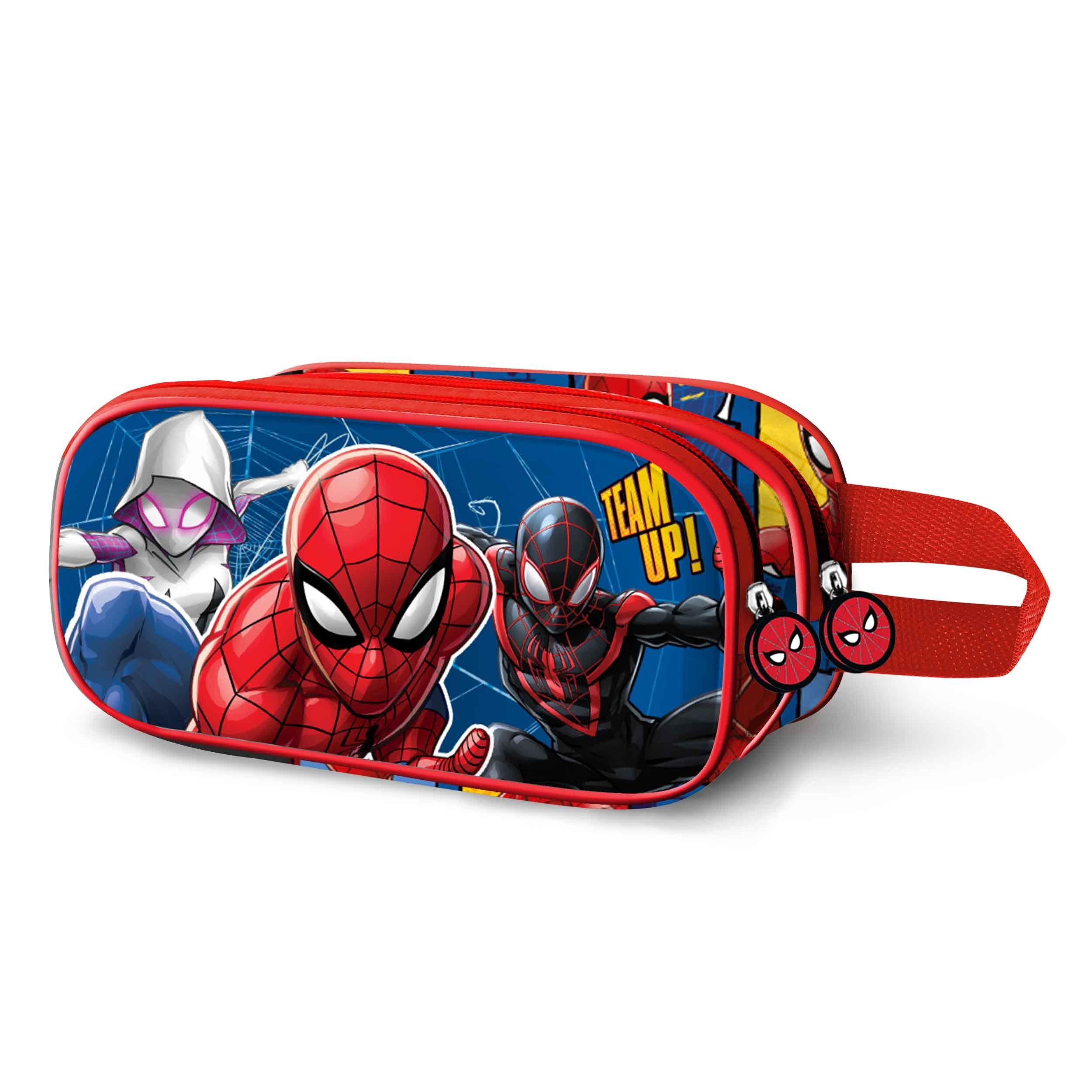 Trousse à crayons 3D double Marvel Spiderman Best Team, bleue