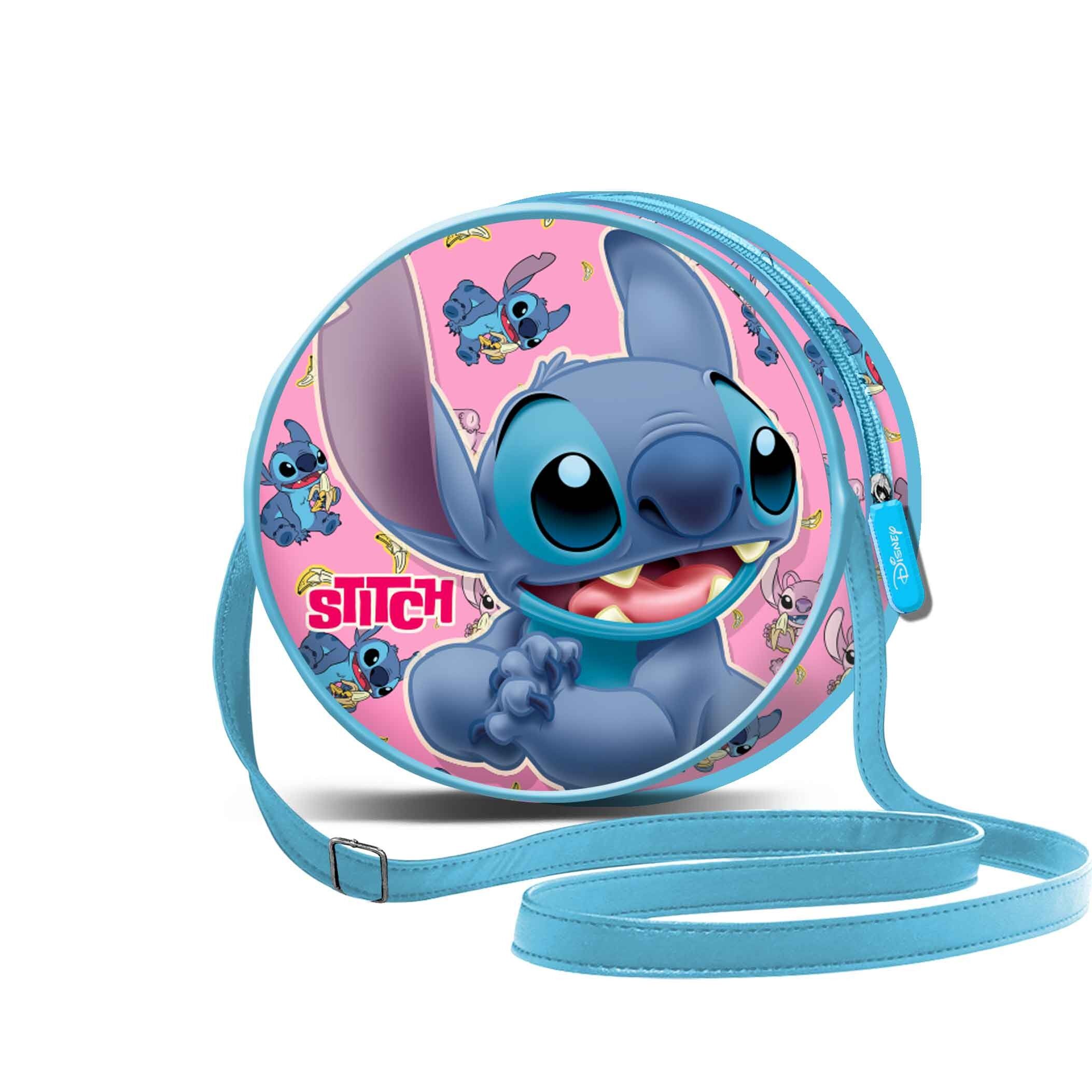 Borsa a tracolla rotonda a sorpresa Disney Lilo e Stitch, blu