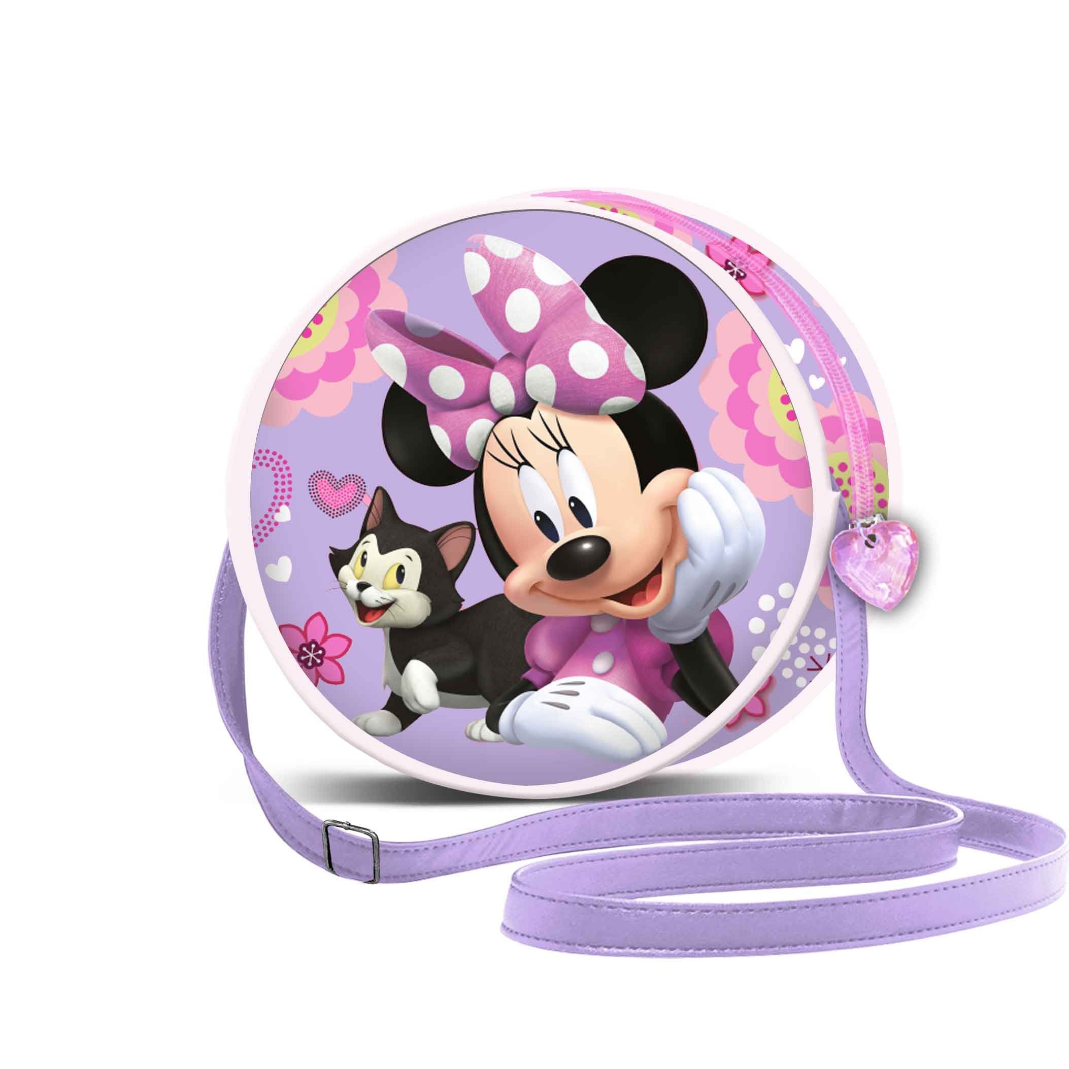 Borsa a tracolla rotonda Disney Minnie Mouse Cat, lilla
