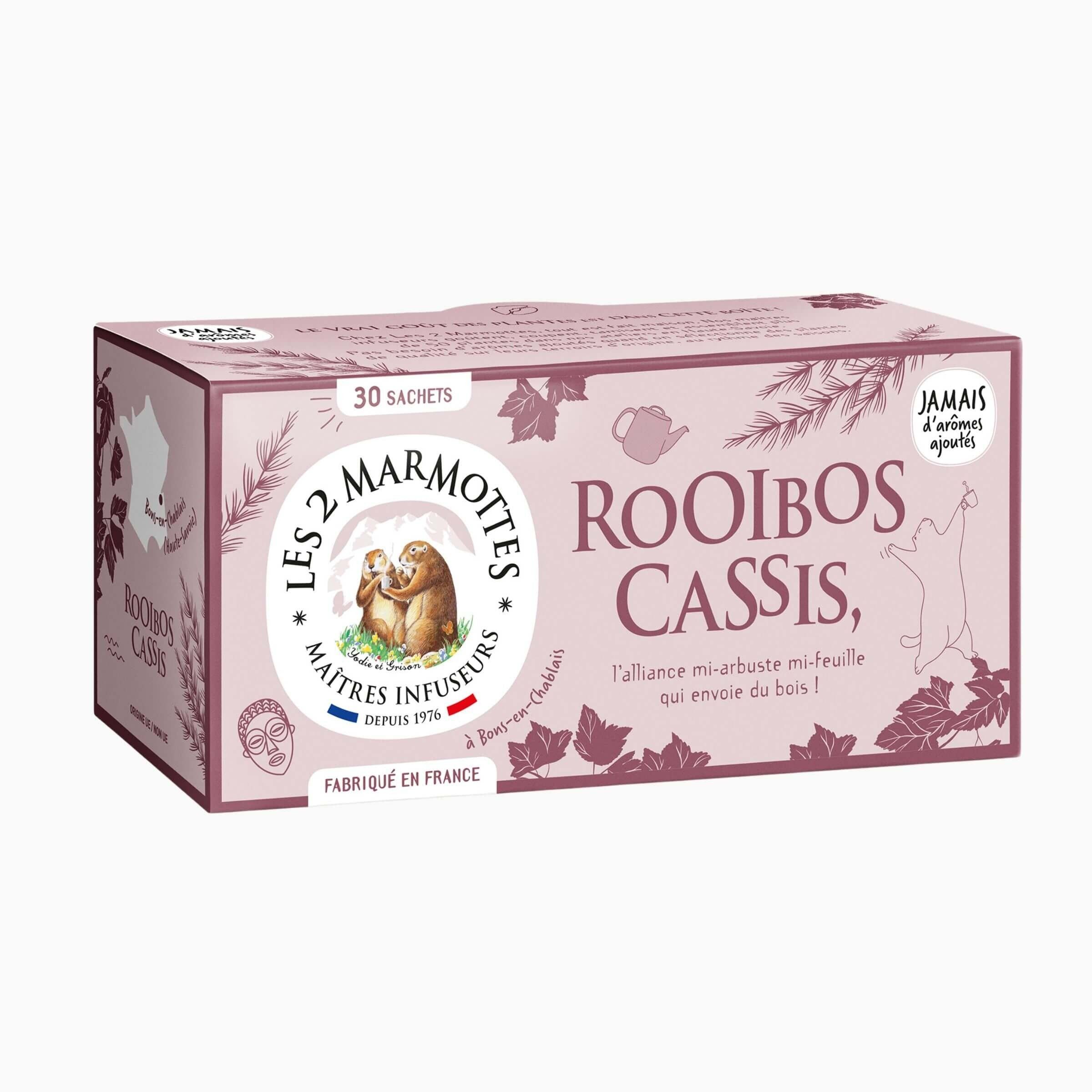 Les 2 Marmottes Rooibos Ribes Nero - 100% Biologico - Vitalità - Per la Colazione - Prodotto in Francia - Senza Aromi Aggiunti - 36g