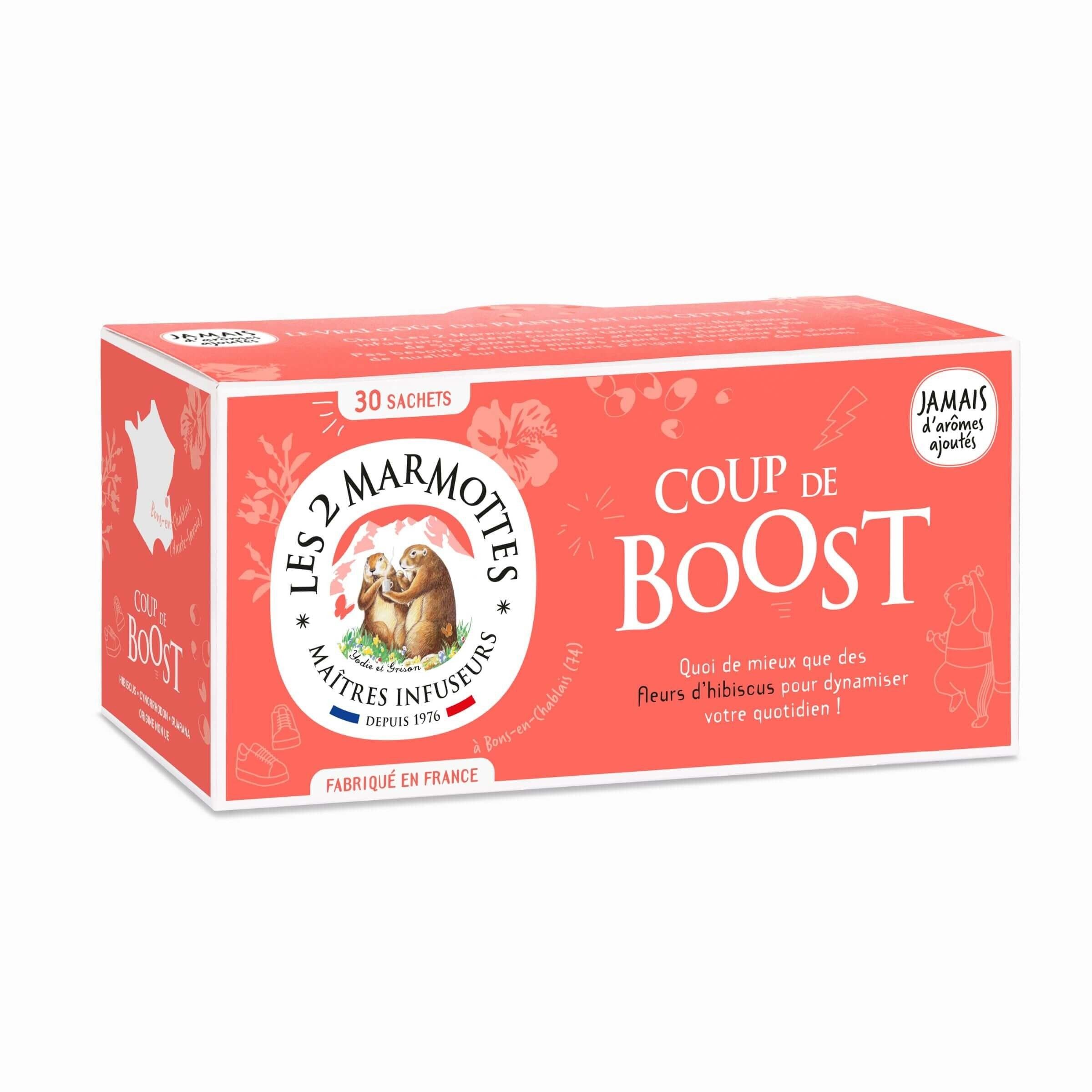 Boost Infusion - NEW - Rosehip, Guarana and Hibiscus - Energizing - 30 Bags per box - Made in France - 78g