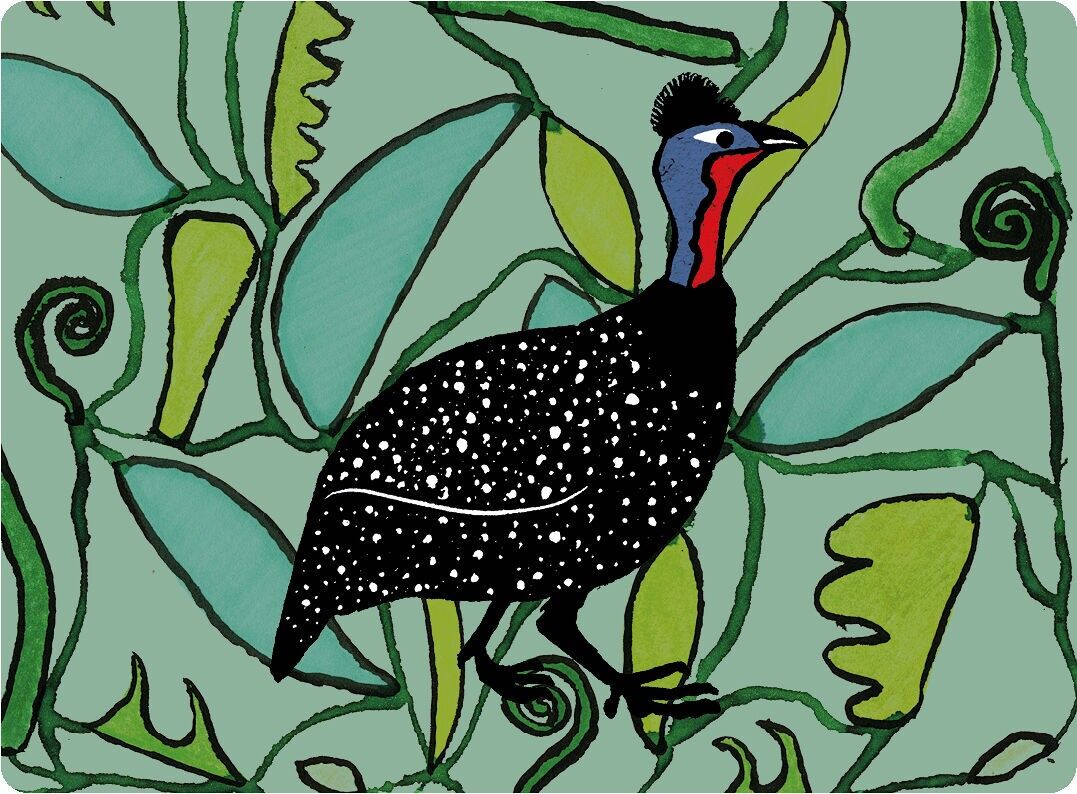 Guinea Fowl Placemat - Green