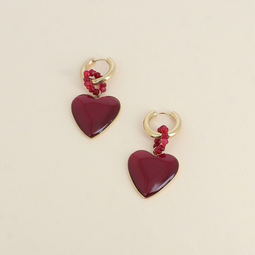 Creoles - anillo de piedras naturales y corazón de resina