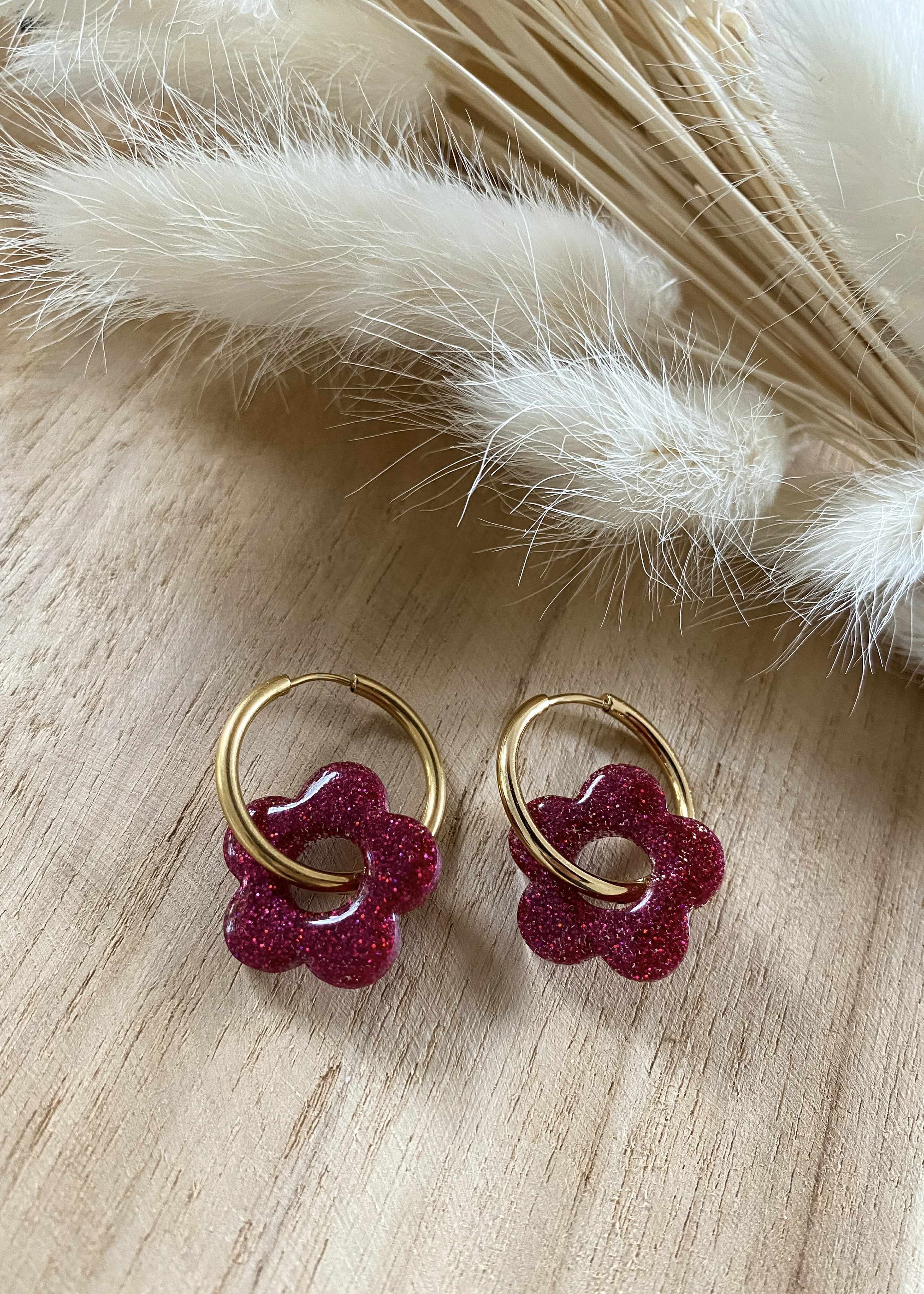 Flora earrings - burgundy