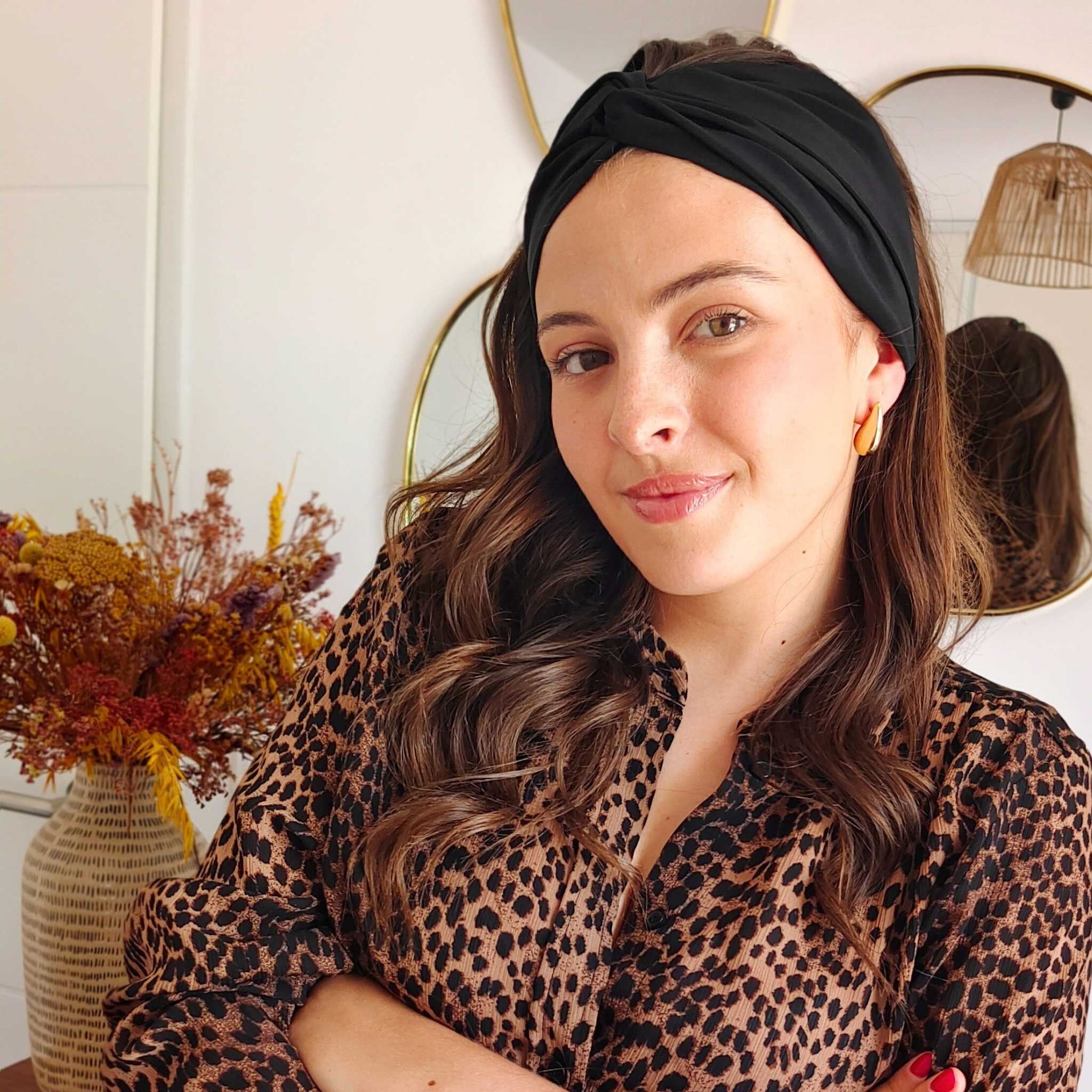 Fascia per capelli NERA / fascia per capelli da donna in poliestere semplice