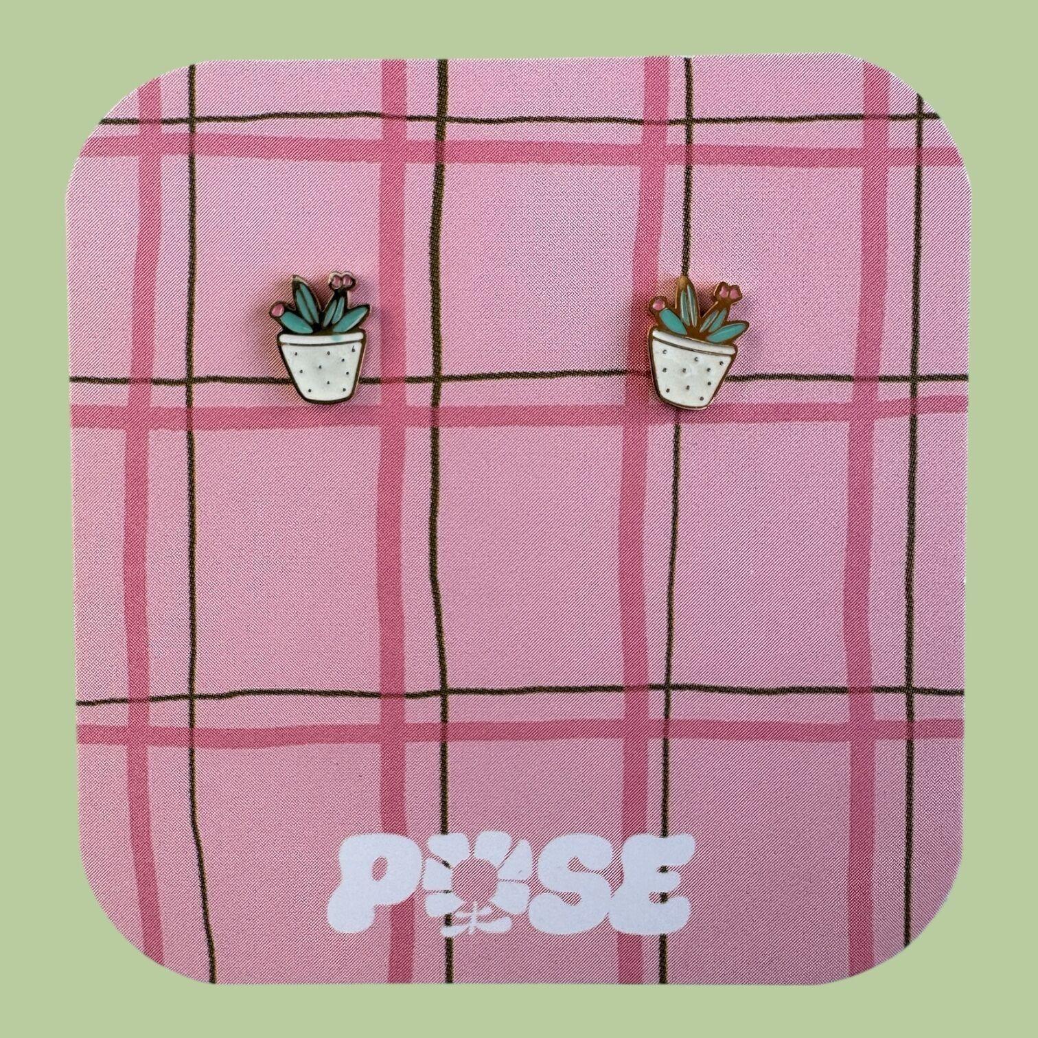 Orecchini a bottone con piante