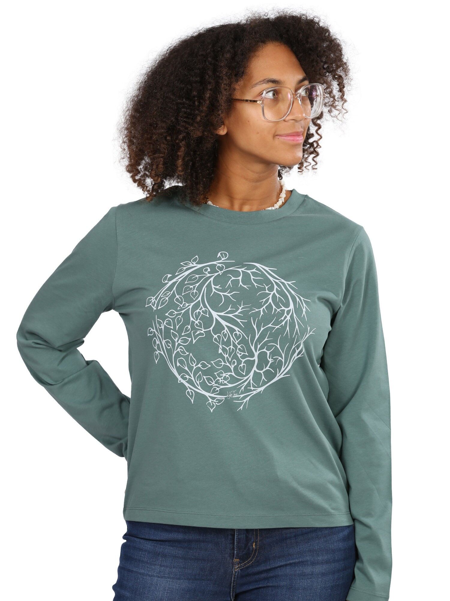 Maglia a maniche lunghe biologica Fairwear da donna Green Bay YinYang