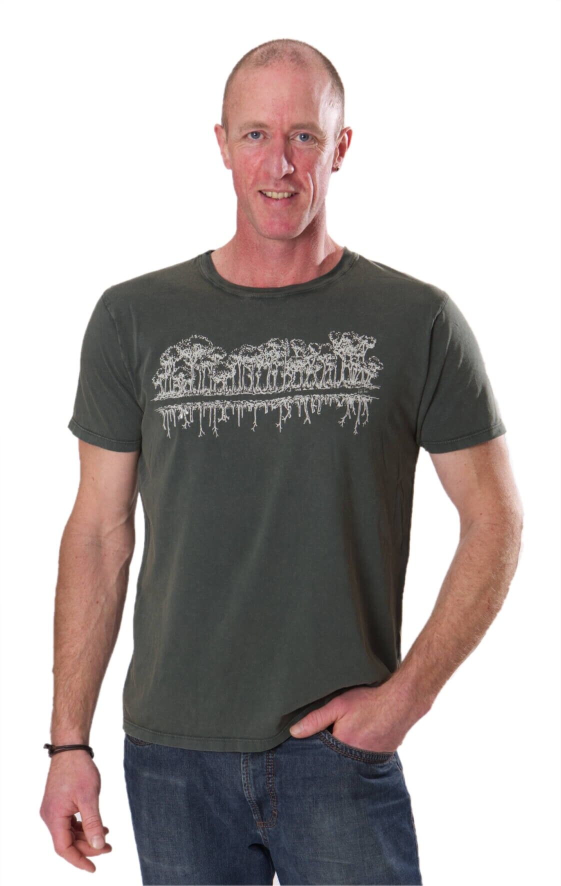 Fairwear Organic Camicia Uomo Stone Washed Green Mirror