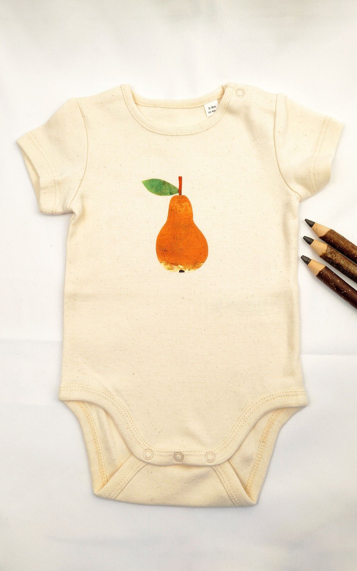 Meladi Kinder Baby Body in cotone biologico - Pera su Naturale Grezzo