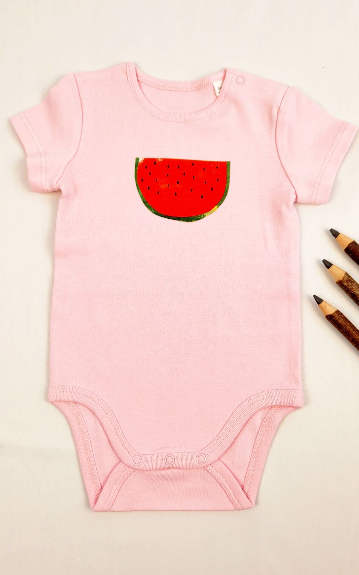 Body per bambini in cotone biologico Meladi - melone su rosa