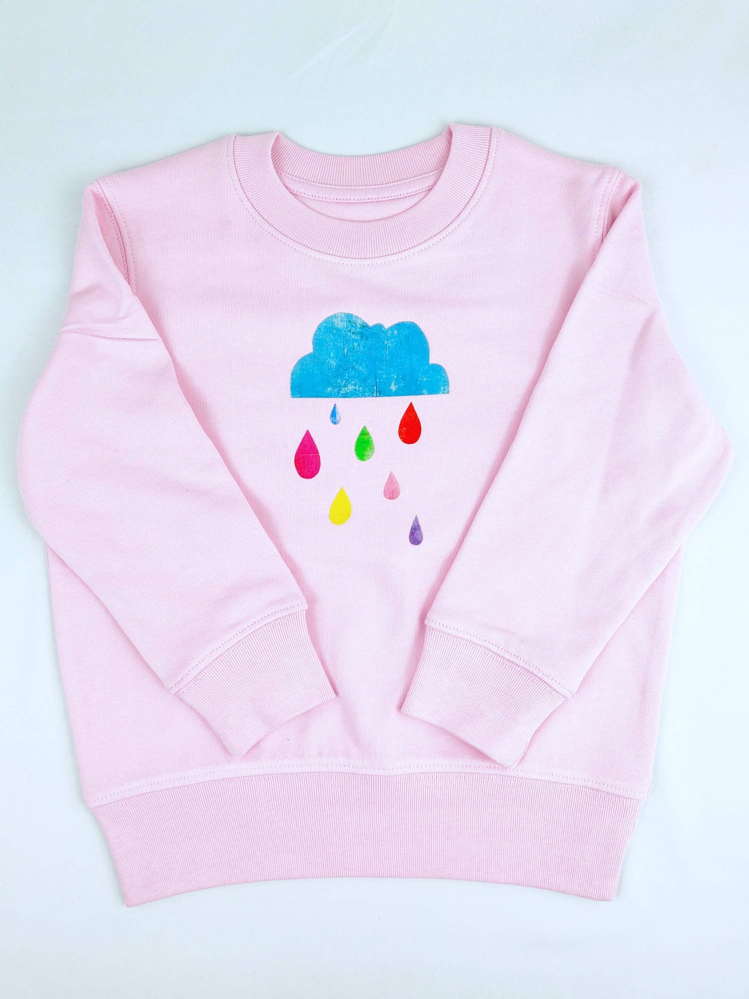 Maglione per bambini Meladi in cotone biologico - nuvola di pioggia su rosa