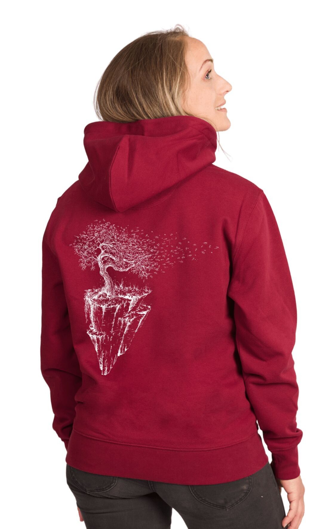 Sudadera con capucha unisex Organic Fairwear burdeos Maple Island