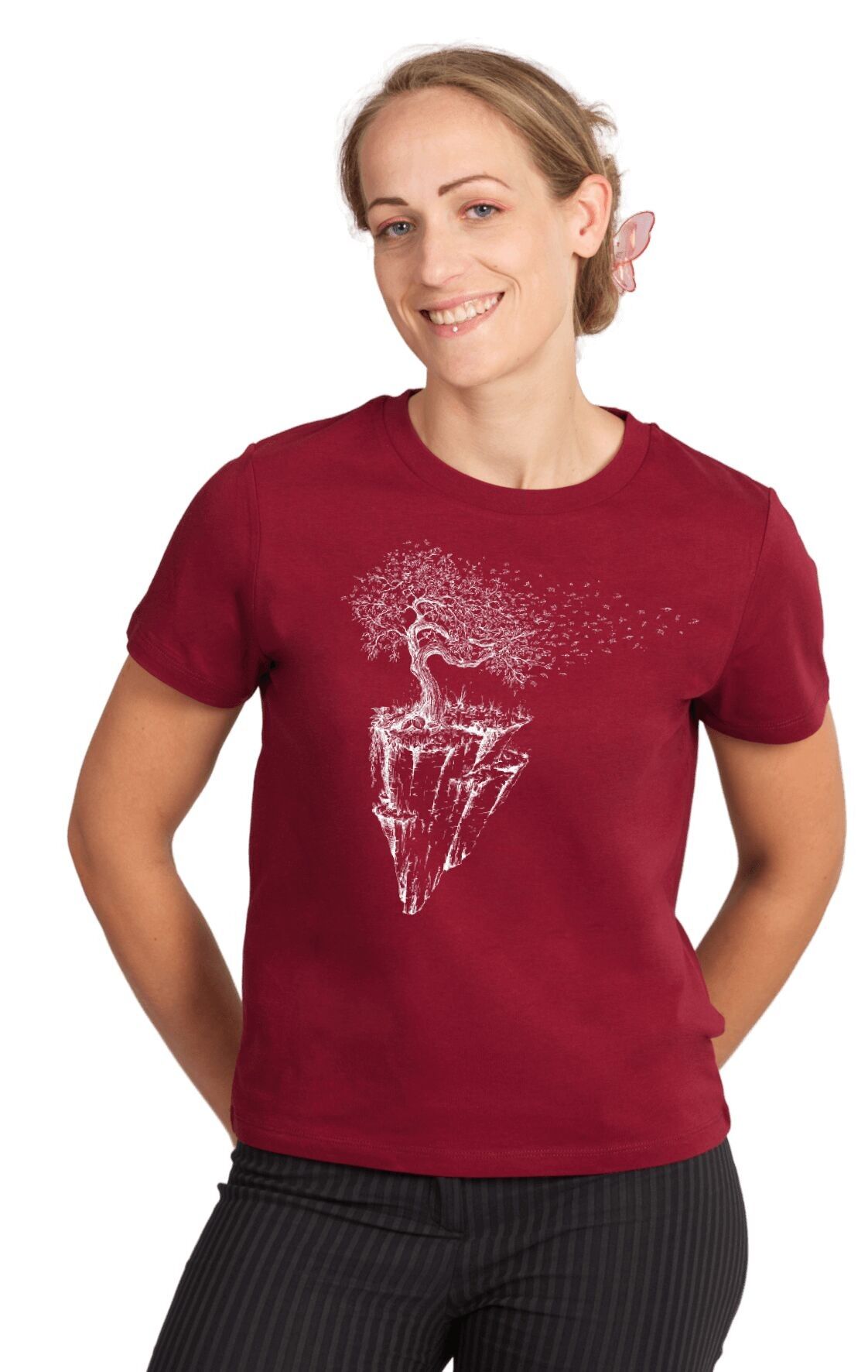 Organic Fairwear Shirt Women Burgundy Maple Island