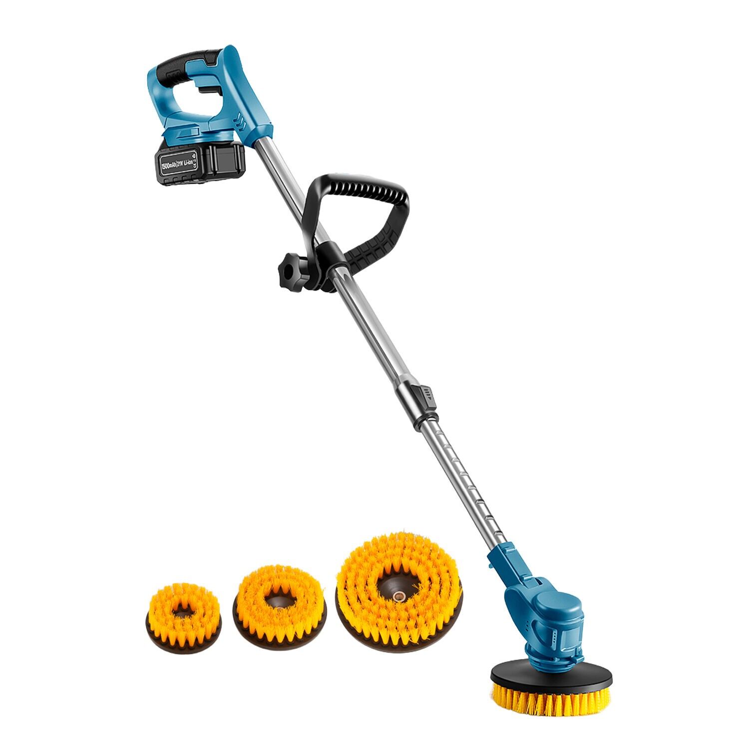 Spazzola elettrica per la pulizia con 3 testine e altezza regolabile. Batteria al litio da 20.000 mAh.Colore: azzurro