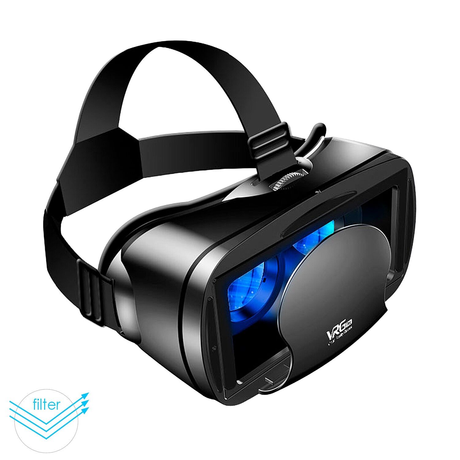 PRO Blu-ray Virtual-Reality-Brille. Blaulichtschutz, 360º-Panoramablick. Kompatibel mit iOS, Android, HarmonyOS. Farbe: Schwarz