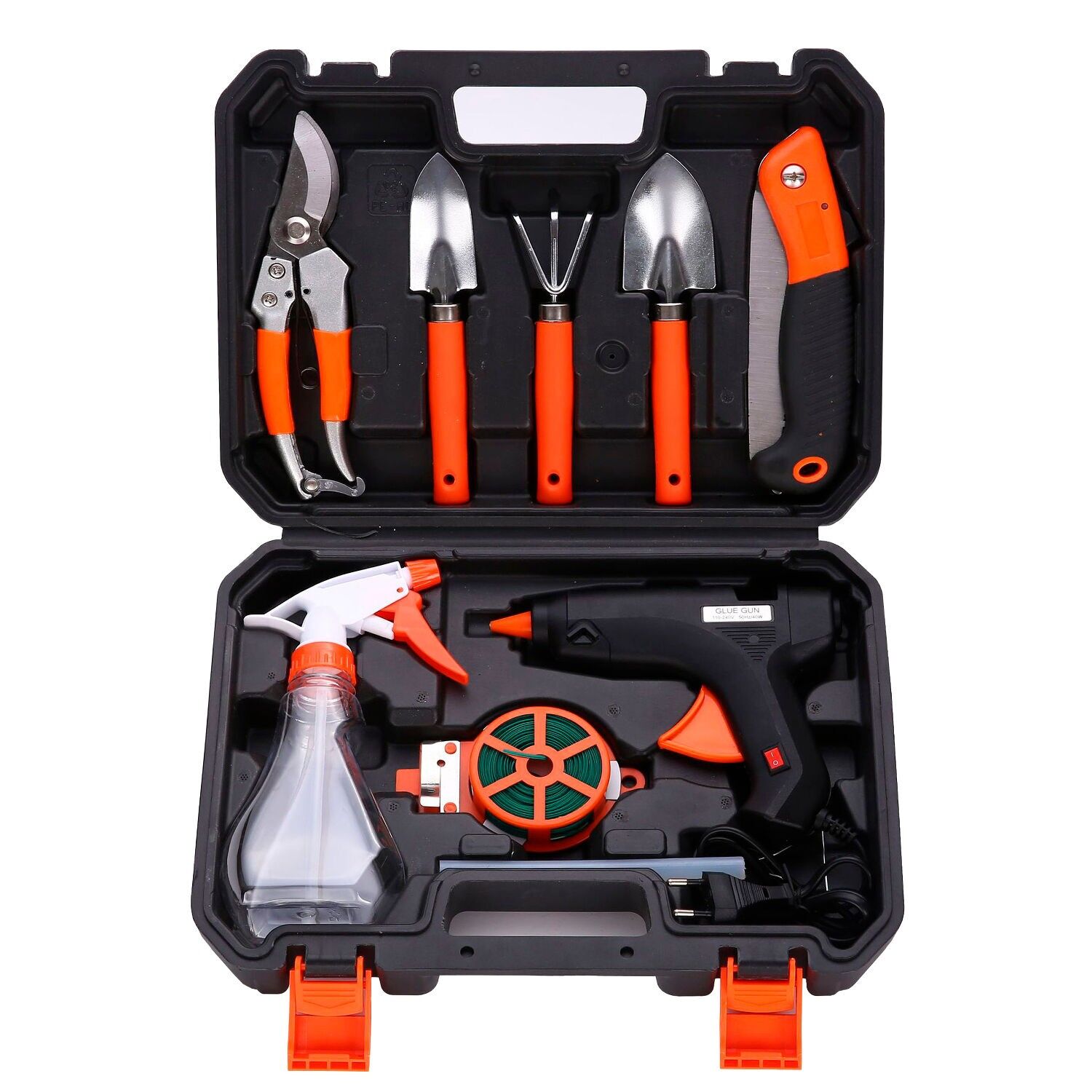 Ensemble d'outils de jardinage 10 pièces avec étui de transport.Couleur : Orange