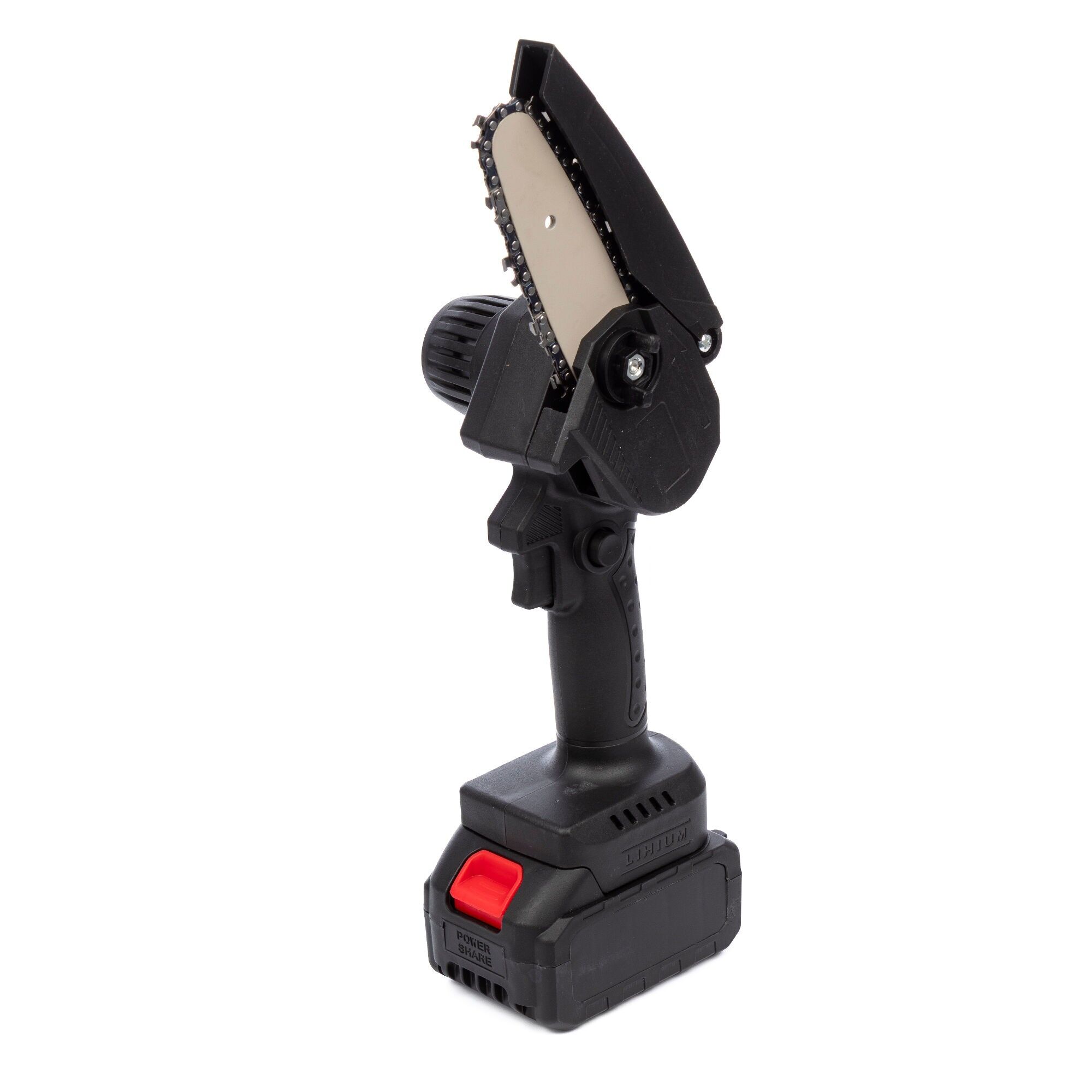 4" 21V Chainsaw, 20000 RPM, 180W and DOUBLE 13000mAh BATTERY.Color: Black