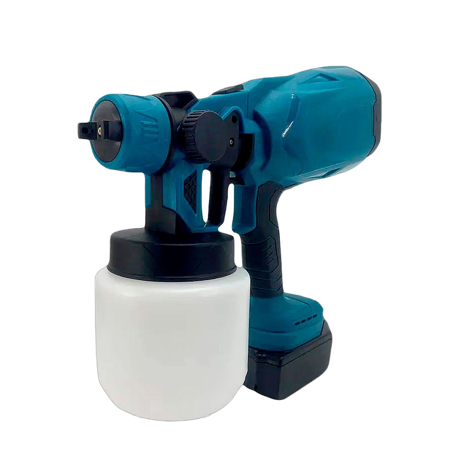 21-V-Farbspritzgerät mit 1000 ml Fassungsvermögen und 200 W Leistung.DOPPELTER 13000mAh Lithium-Akku. Farbe: Dunkelblau/Schwarz