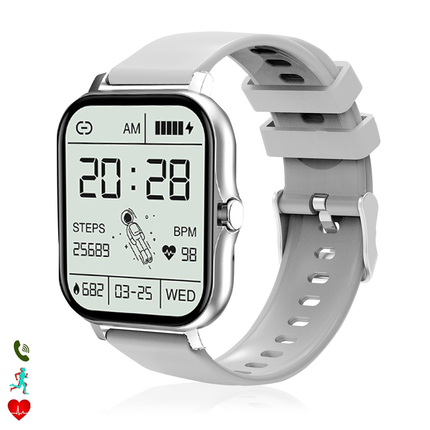 Montre intelligente T13. Écran TFT de 1,83 pouces, appels Bluetooth, assistant vocal et modes sportifs.