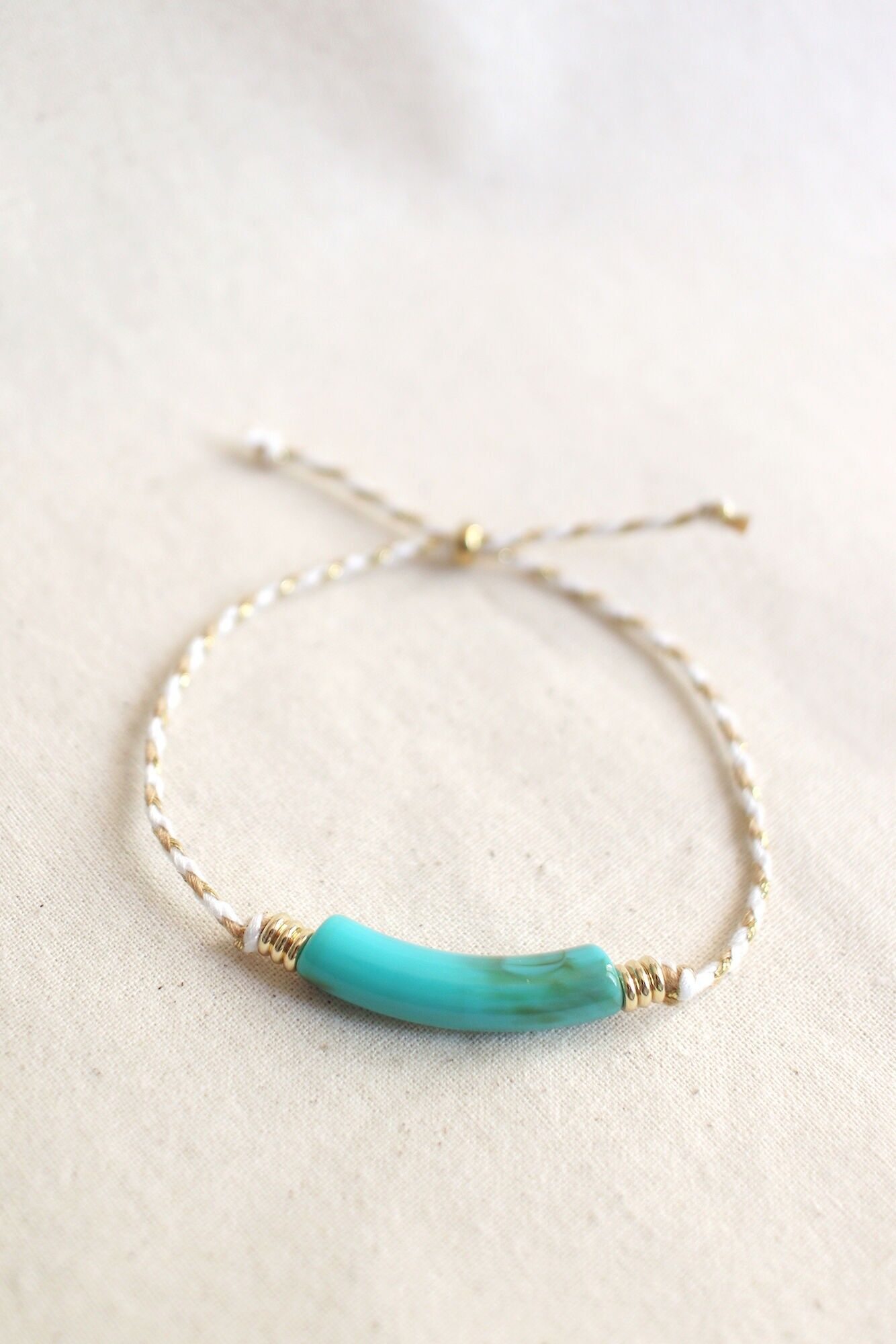 Bracelet fin Billy Beige et Turquoise - réglable