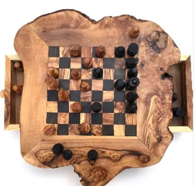 Set di scacchi, dimensioni del tavolo degli scacchi. M realizzato a mano in legno d'ulivo