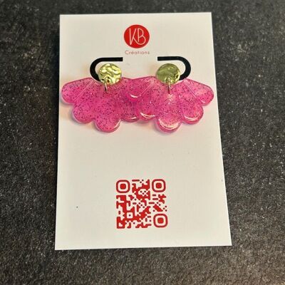 Orecchini a ventaglio con glitter rosa – Bigiotteria fatta a mano – Resina e glitter – Regalo originale per donna