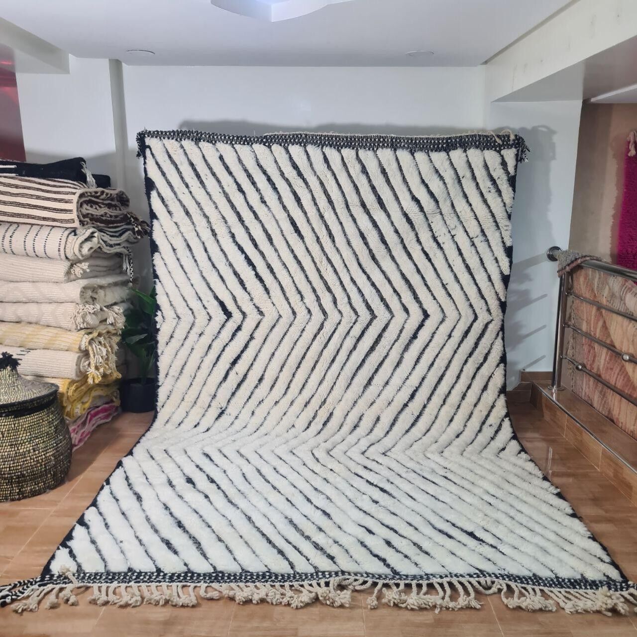 Autentico tappeto berbero annodato a mano - Pelo alto, 100% lana 035