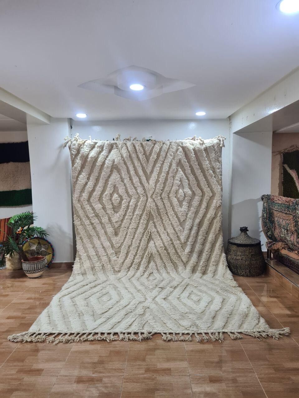 Autentico tappeto berbero annodato a mano - Pelo alto, 100% lana 066