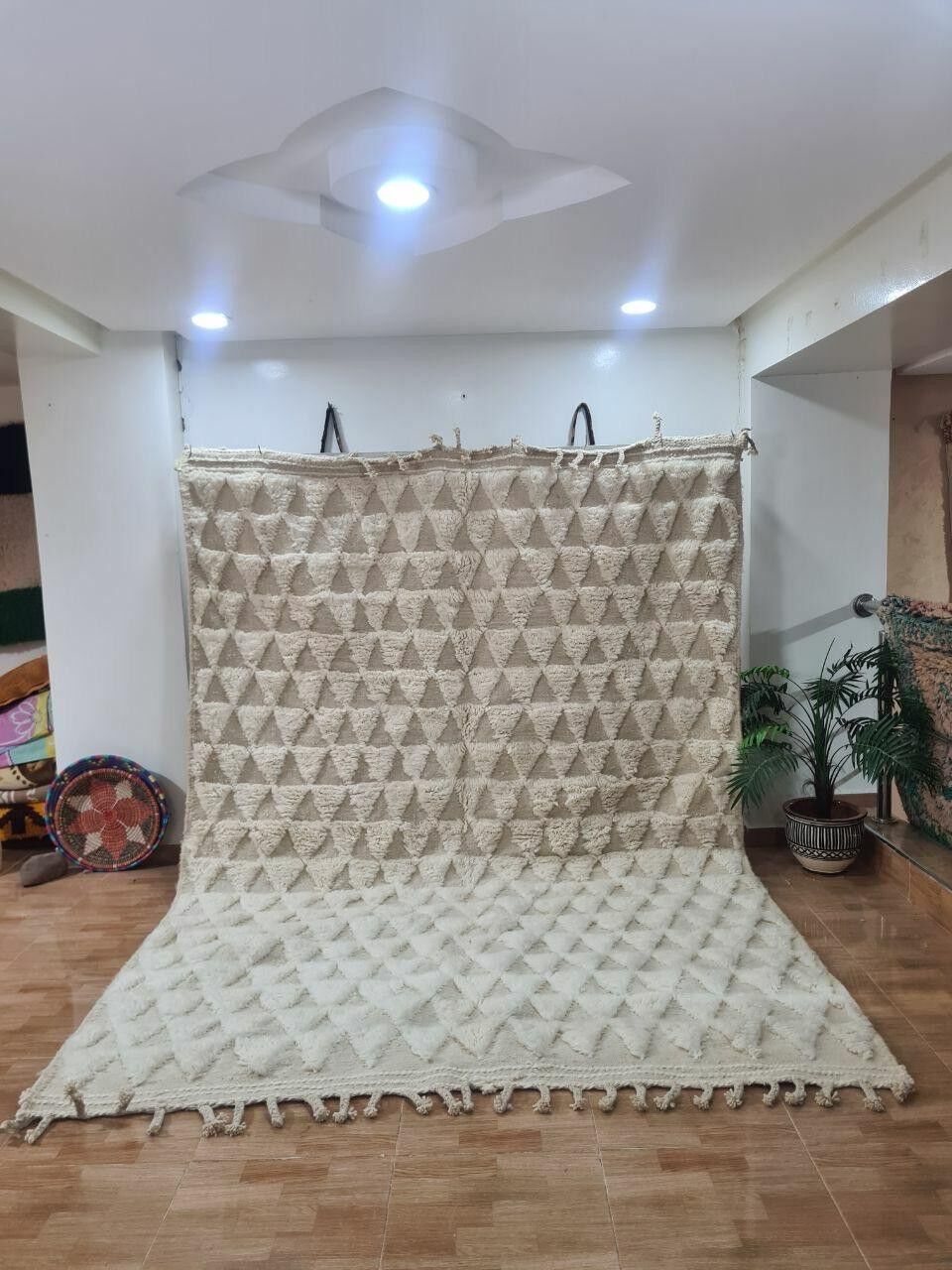 Auténtica alfombra bereber anudada a mano – Pelo largo, 100 % lana 073