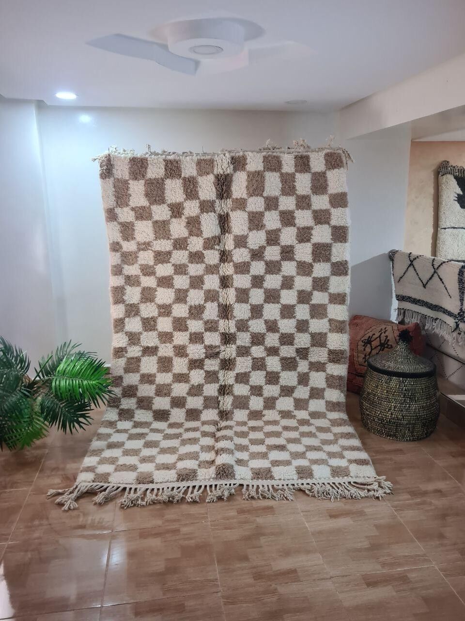 Auténtica alfombra bereber anudada a mano – Pelo largo, 100 % lana 075