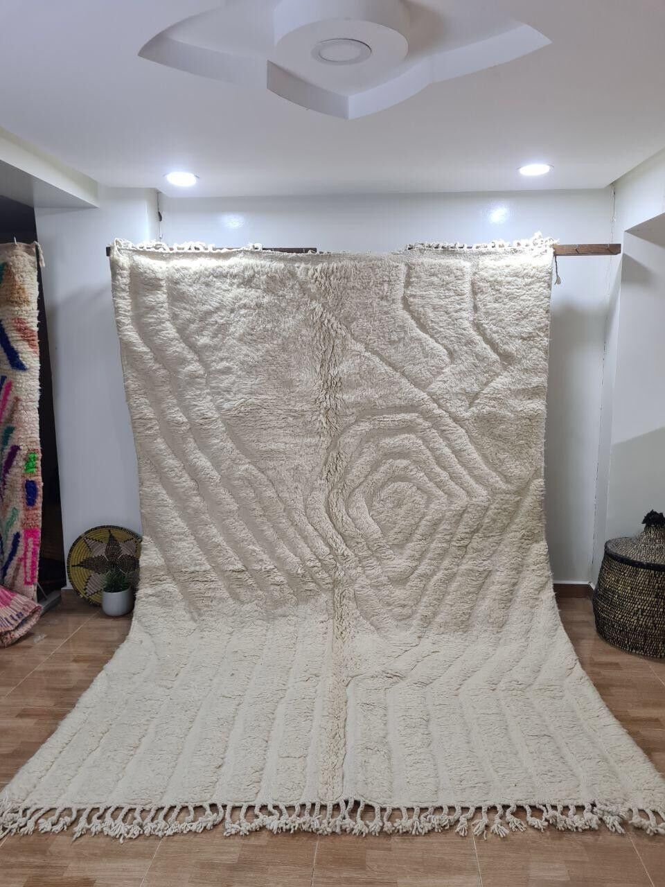 Auténtica alfombra bereber anudada a mano – Pelo largo, 100 % lana 053