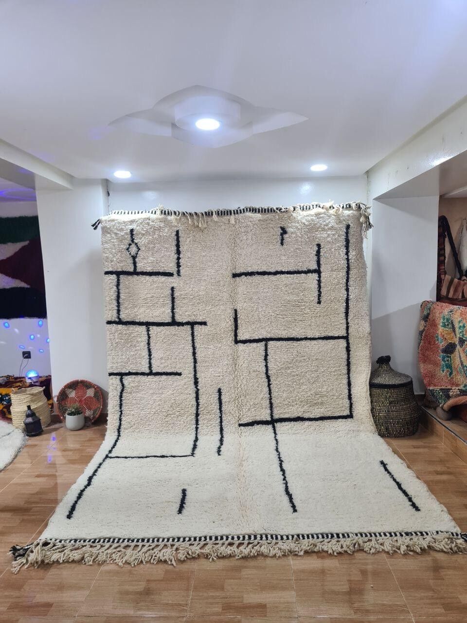 Auténtica alfombra bereber anudada a mano – Pelo largo, 100 % lana 082