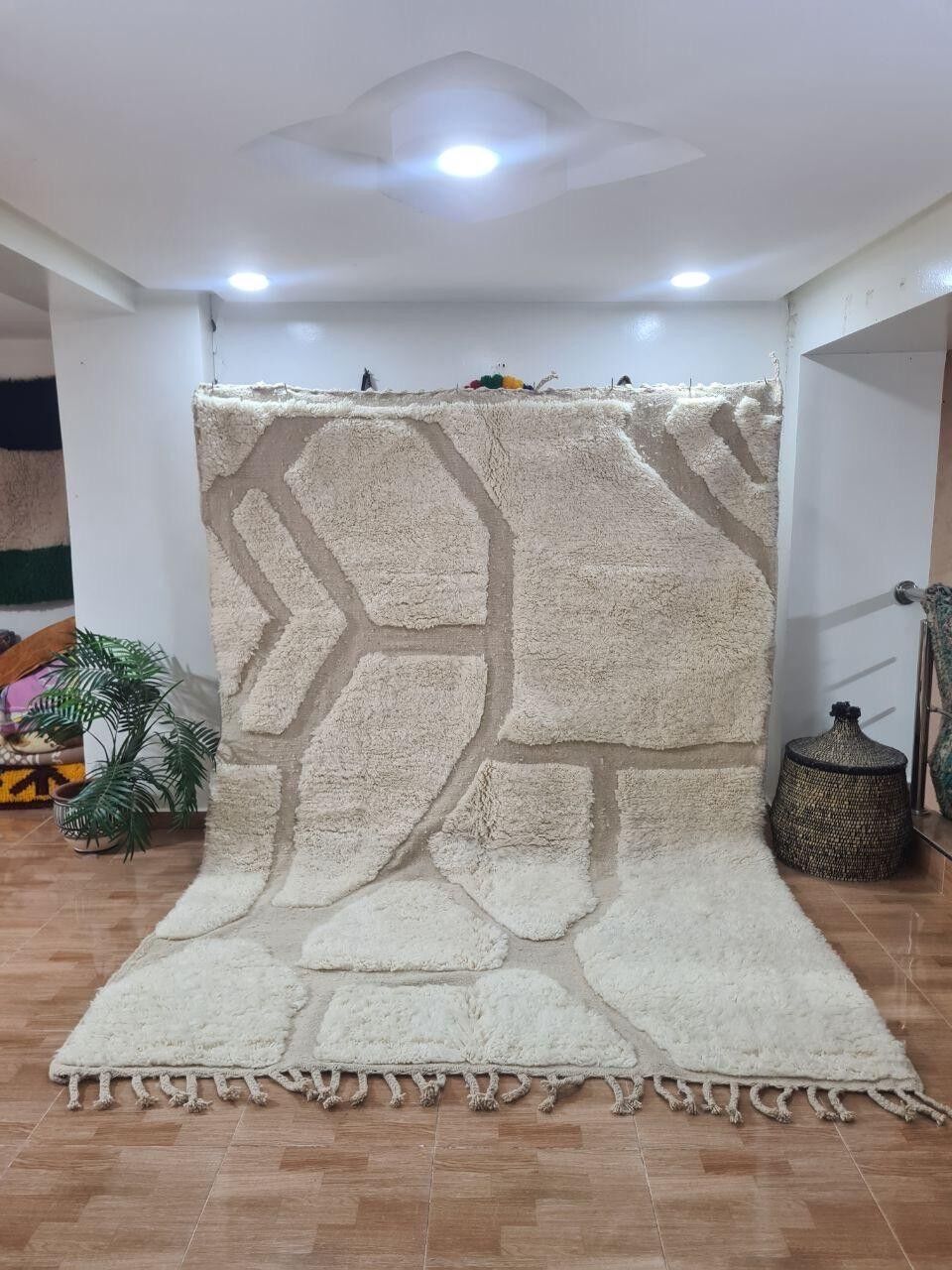 Auténtica alfombra bereber anudada a mano – Pelo largo, 100 % lana 081