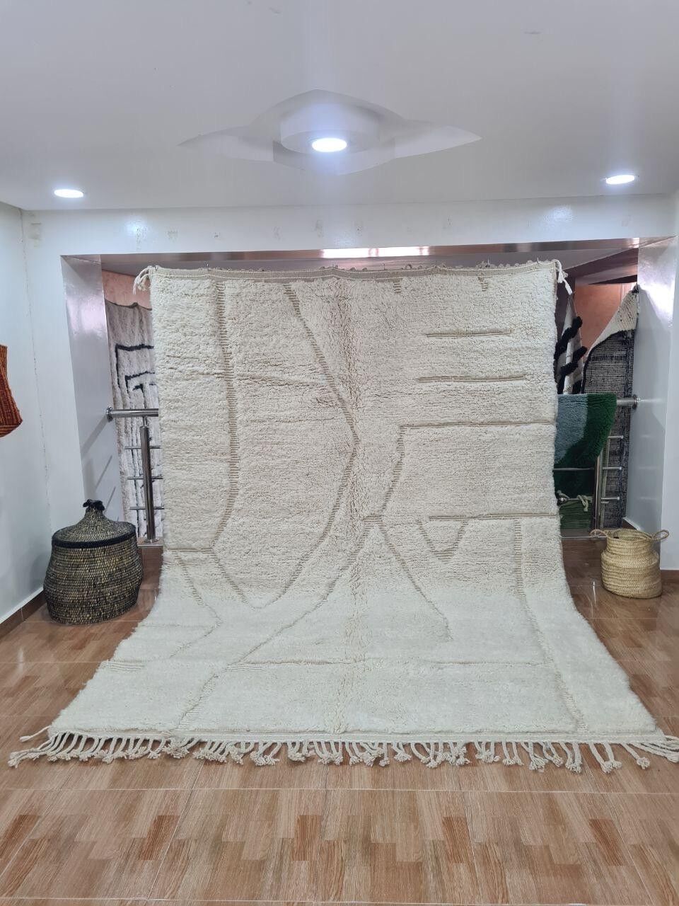 Auténtica alfombra bereber anudada a mano – Pelo largo, 100 % lana 083