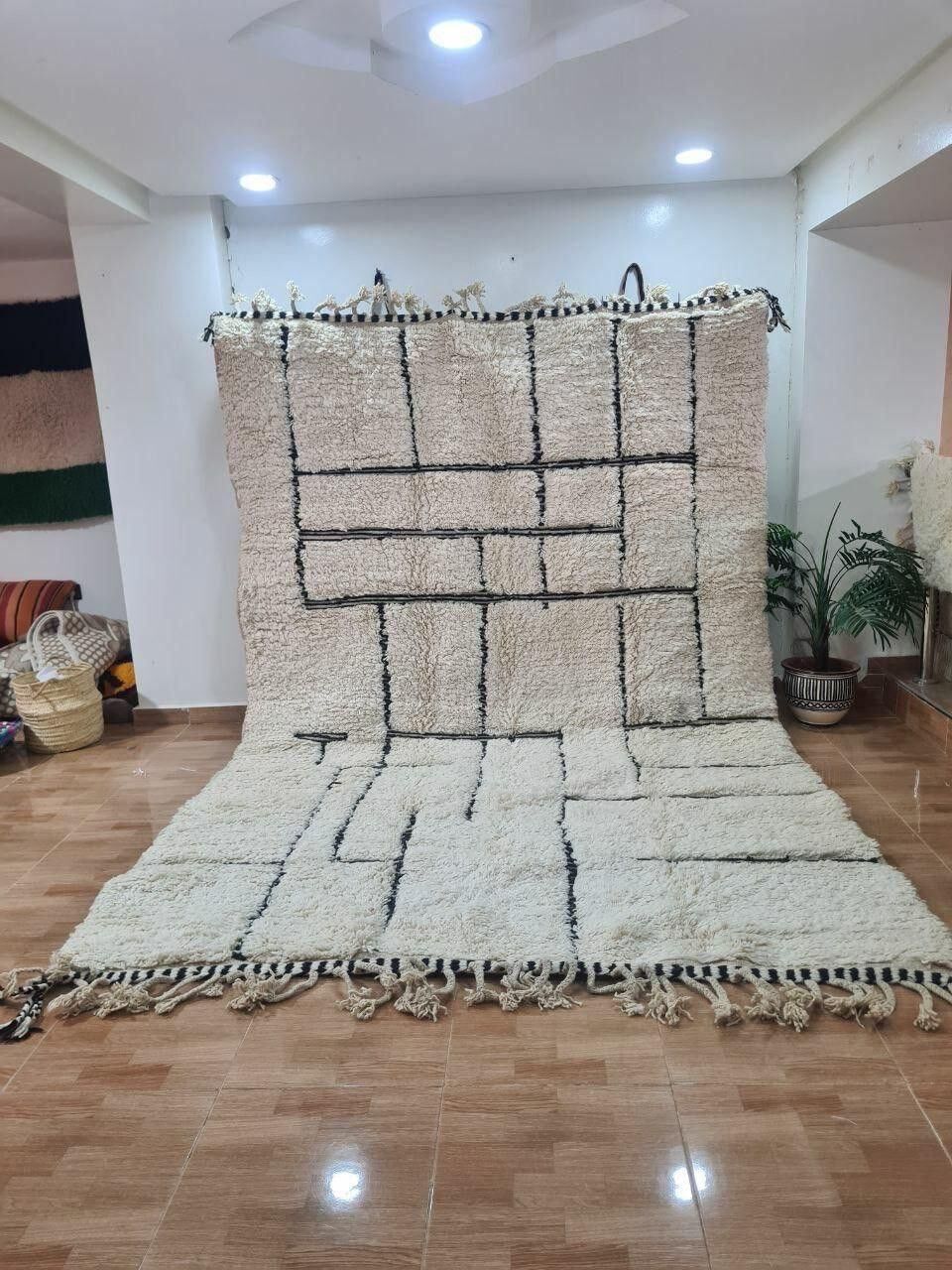 Auténtica alfombra bereber anudada a mano – Pelo largo, 100 % lana 089