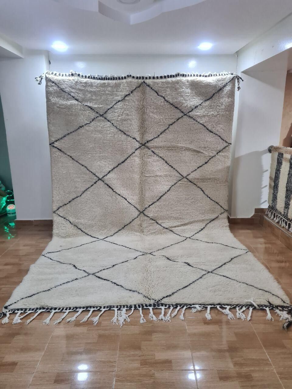 Auténtica alfombra bereber anudada a mano – Pelo largo, 100 % lana 086