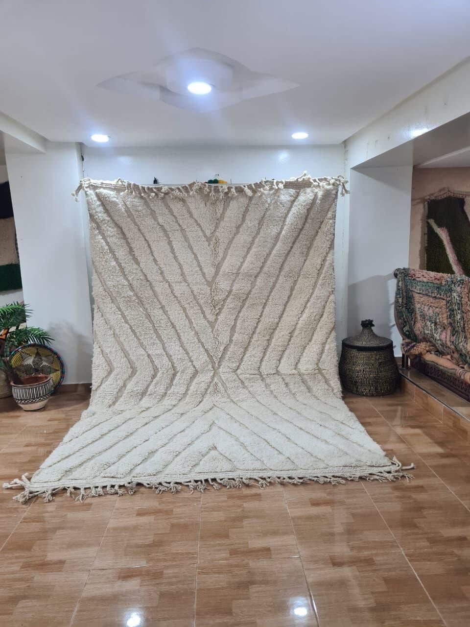 Auténtica alfombra bereber anudada a mano – Pelo largo, 100 % lana 093