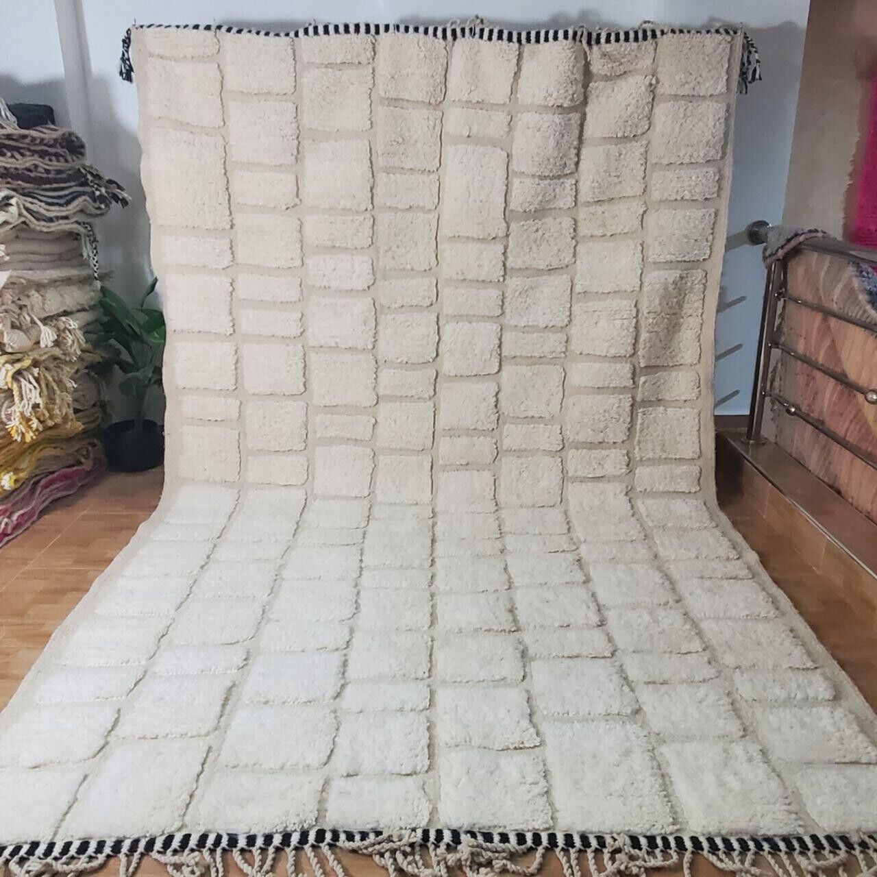 Auténtica alfombra bereber anudada a mano: pelo largo, 100 % lana 099