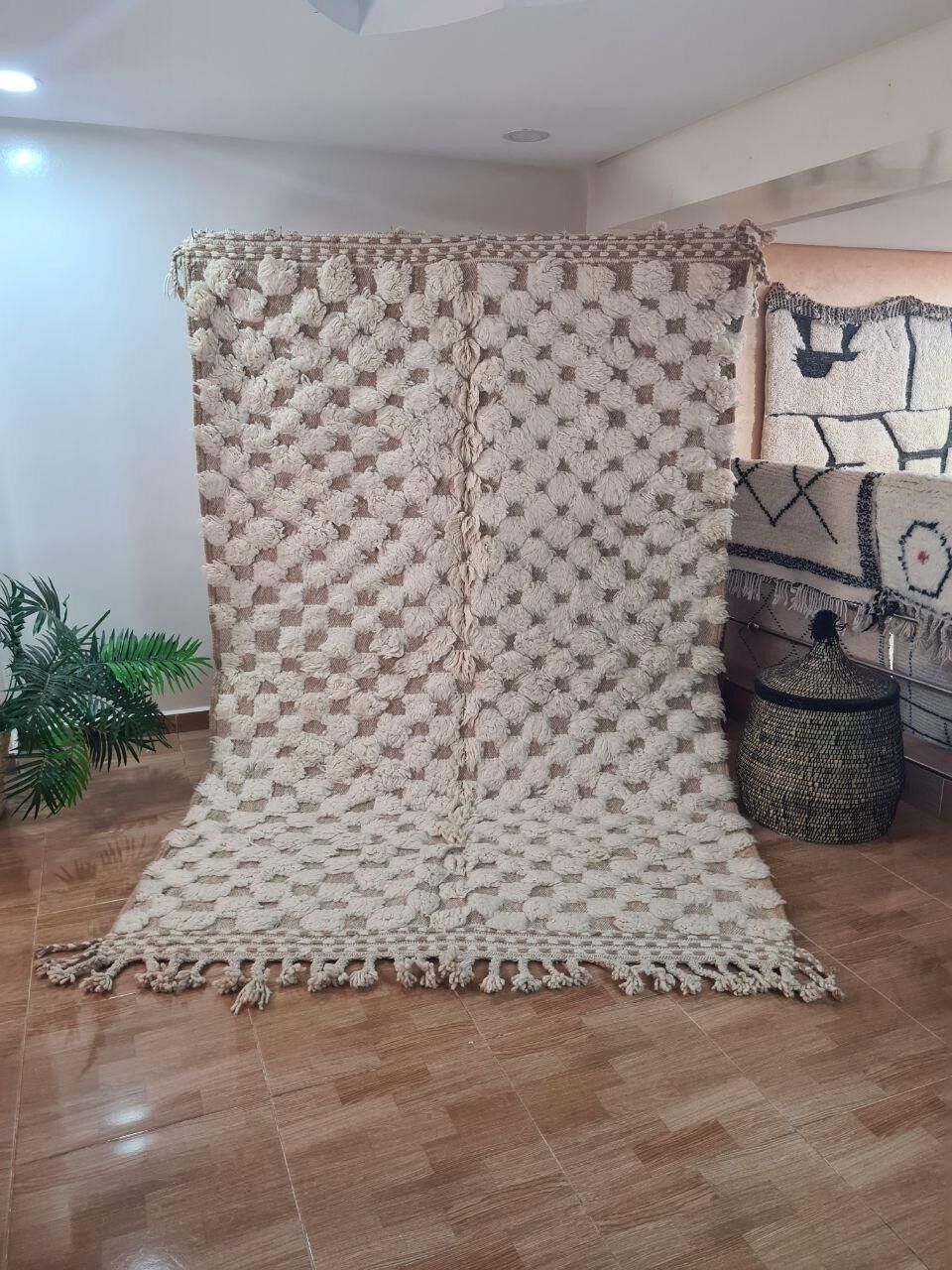 Auténtica alfombra bereber anudada a mano: pelo largo, 100 % lana 119