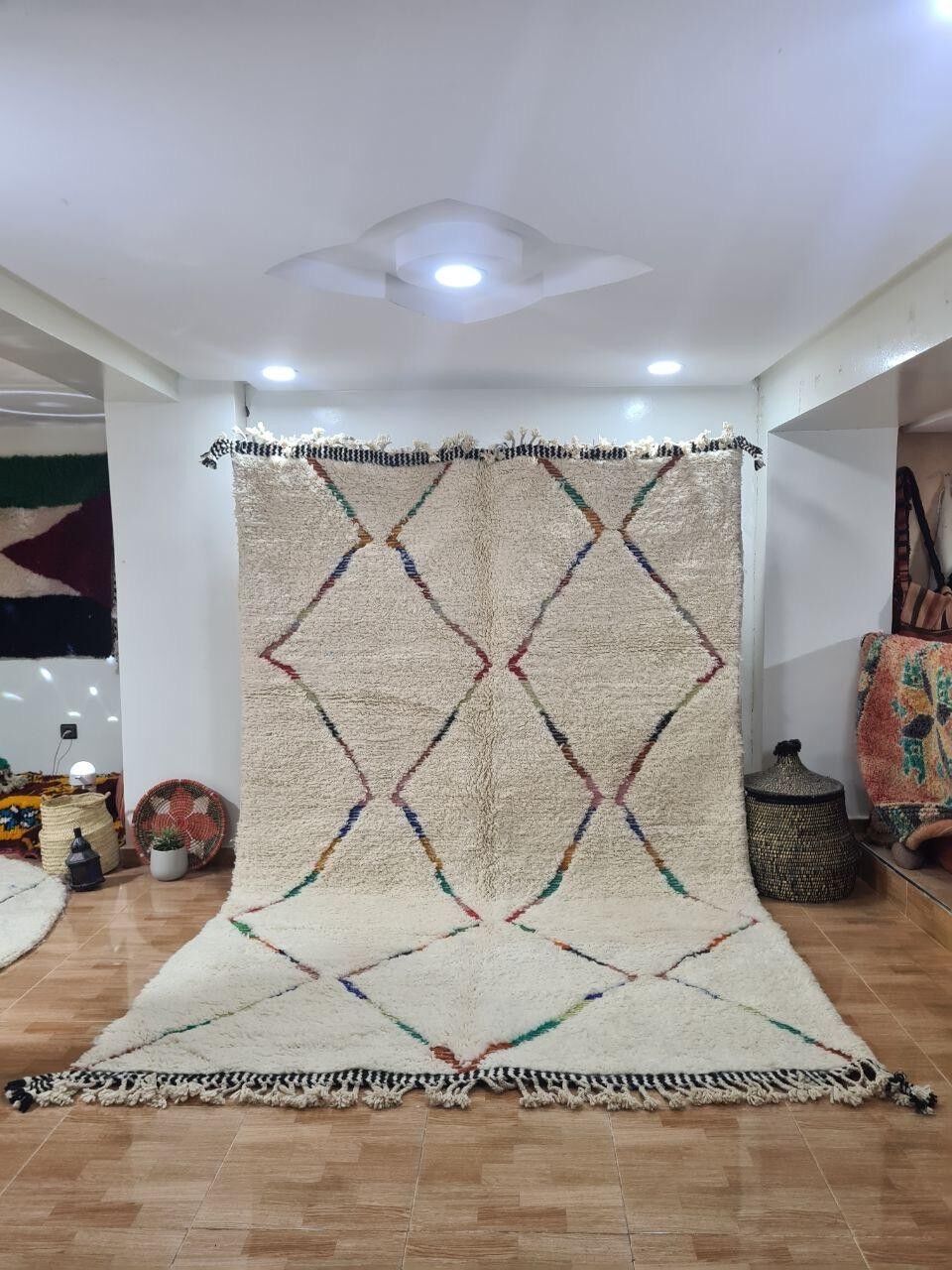 Auténtica alfombra bereber anudada a mano: pelo largo, 100 % lana 122