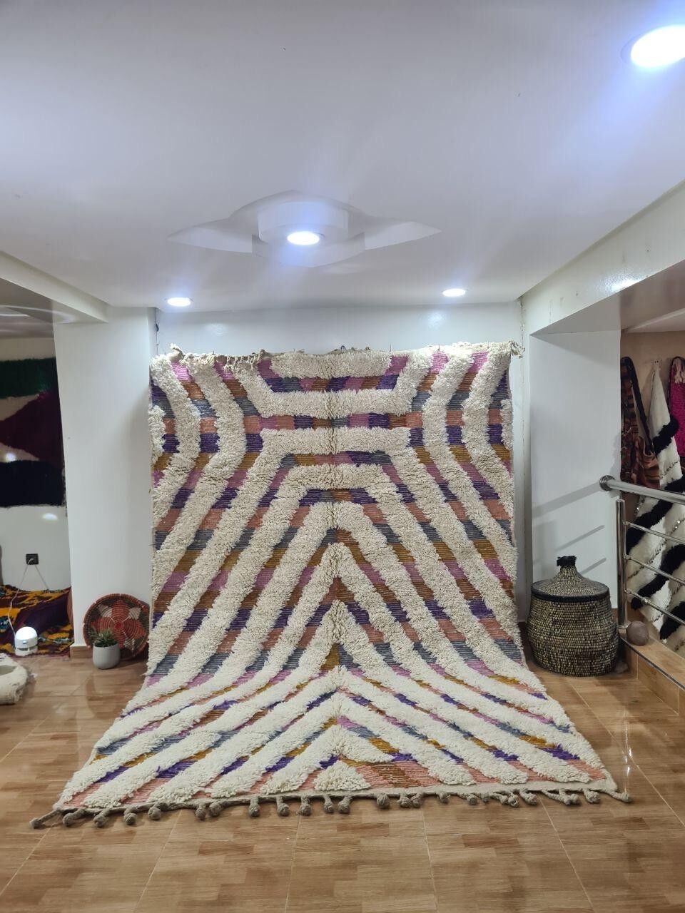 Auténtica alfombra bereber anudada a mano: pelo largo, 100 % lana 123