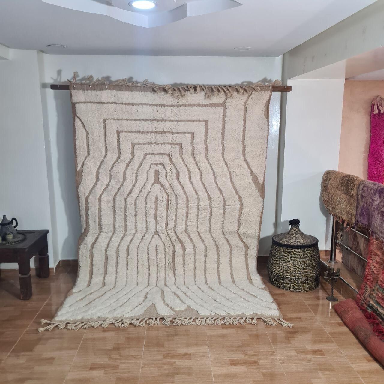 Auténtica alfombra bereber anudada a mano: pelo largo, 100 % lana 127