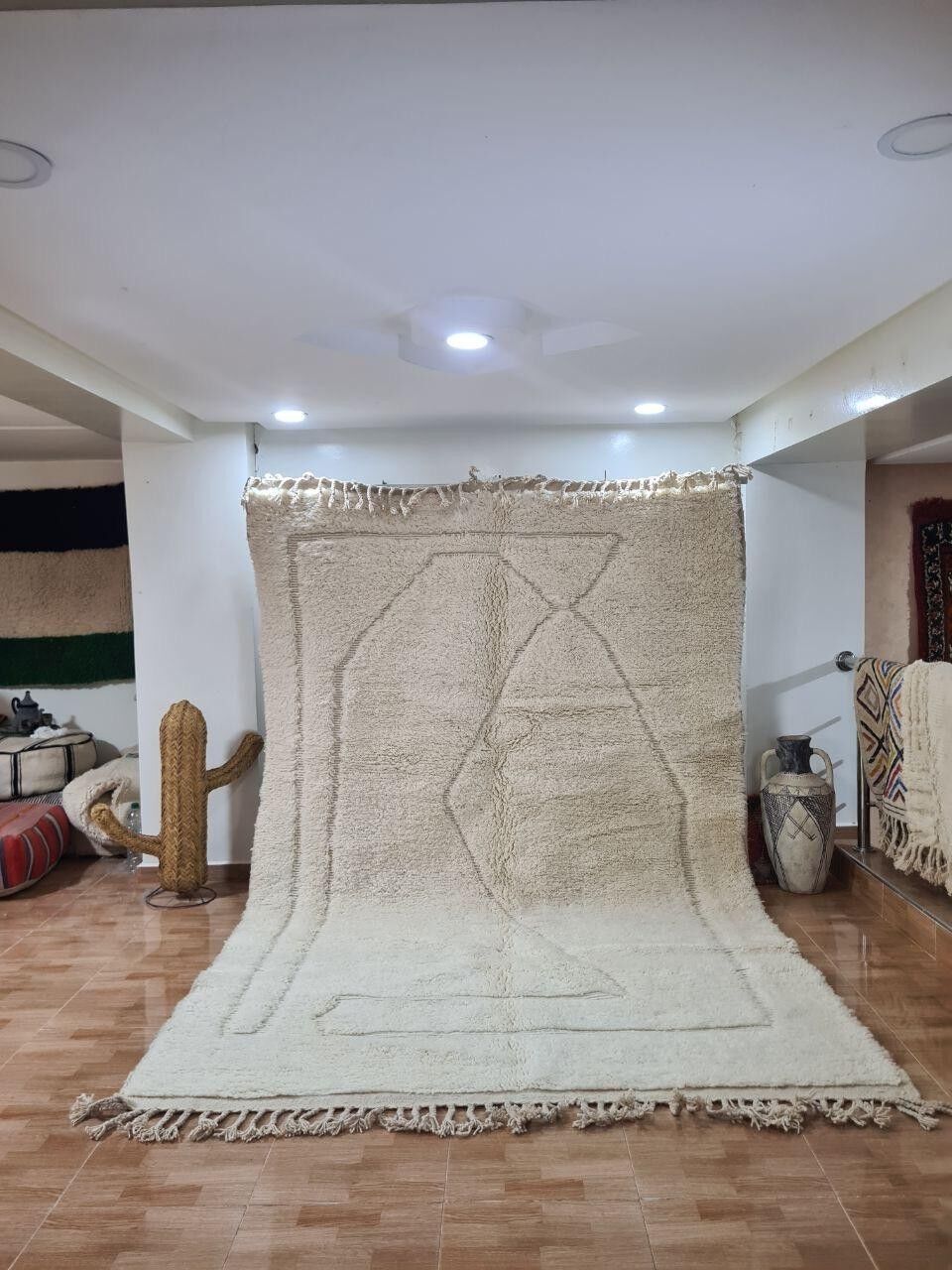 Auténtica alfombra bereber anudada a mano: pelo largo, 100 % lana 128