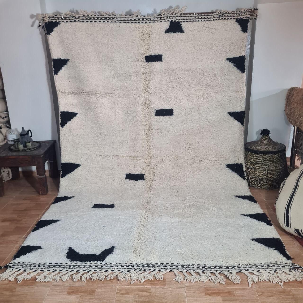 Autentico tappeto berbero annodato a mano - Pelo alto, 100% lana 155