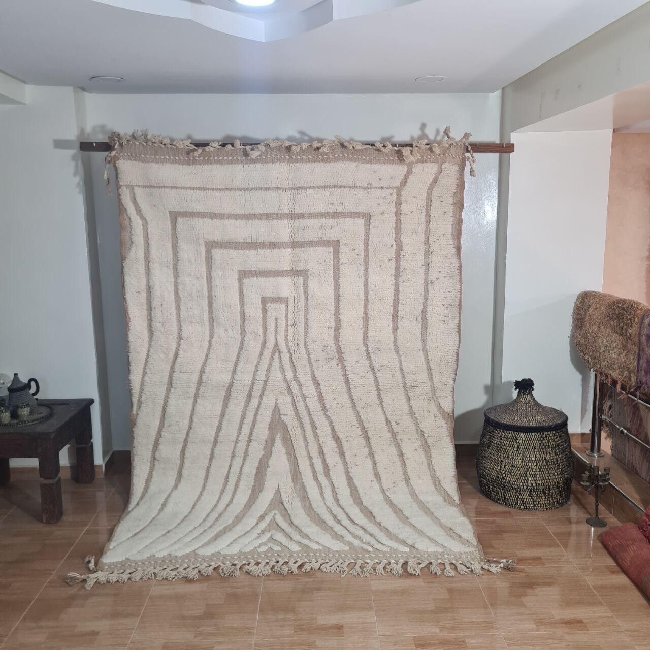 Autentico tappeto berbero annodato a mano - Pelo alto, 100% lana 154