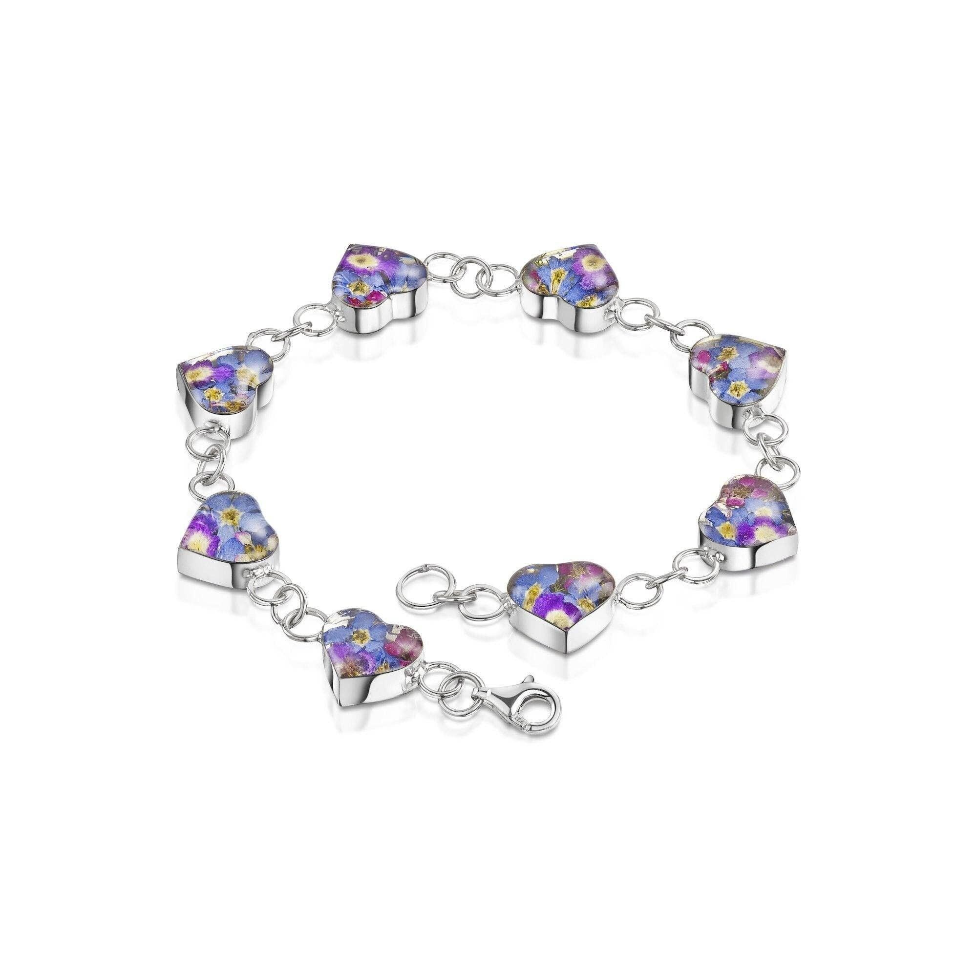 Silberarmband - Purple Haze - Kleines Herz Multi